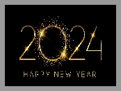 Data, Tło, Napis, Nowy Rok, Szczęśliwego Nowego Roku, Czarne, 2024, Sylwester
