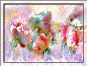 Obraz, Kwiaty, Akwarela, Tulipany