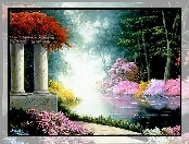 Obraz, Kwiaty, Thomas Kinkade, Park