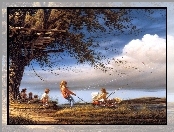 Zabawa, Obraz, Terry Avon Redlin, Lato, Dzieci