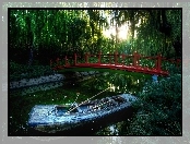 Łódka, Mostek, Czerwony, Chiny
, Rzeka, Beijing