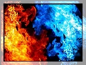 Ogień, Niebieski, Płomienie, Czerwony