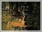 Ogród, Mostek, Park, Domek