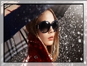 Kobieta, Okulary, Parasol