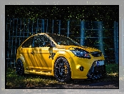 Żółty, Ford Focus RS II, Ogrodzenie