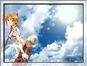 One Piece, chmury, kobieta, kij