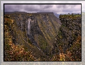 Wodospad, Amurrio, Trawa, Góry, Park Przyrody Sierra de Orduna, Hiszpania, Salto del Nervion, Wąwóz