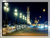 Oświetlenie, Noc, Paryż, Zamek, Lampy, Most