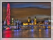 Tamiza, Pałac Westminster, Big Ben, London Eye, Most