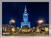 Pałac Kultury, Noc, Warszawa, Polska