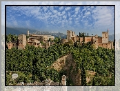 Panorama, Hiszpania, Alhambra, Granada
