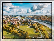Panorama, Miasto, Kowno, Litwa, Rzeka