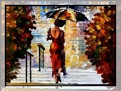Parasol, Obraz, Reprodukcja, Leonid Afremov, Kobieta