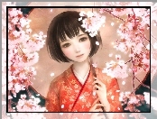 Dziewczynka, Kimono, Parasol