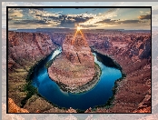 Park Narodowy Glen Canyon, Kolorado River, Stany Zjednoczone, Rzeka, Arizona, Skały, Kanion, Zakole, Meander, Horseshoe Bend