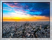 Paryż, Niebo, Panorama, Kolorowe