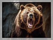 Niedźwiedź, Paszcza, Otwarta, Grizzly, Kły