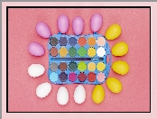 Wielkanoc, Pędzel, Kolorowe, Farbki, Jajka