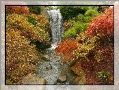 Jesienny, Pejzaż, Wodospad