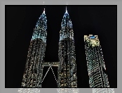 Petronas Towers, Malezja, Nocą, Kuala Lumpur