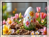 Białe, Pisanka, Kwiaty, Jajko, Wielkanoc