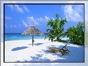 Plaża, Leżak, Morze, Parasol