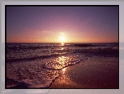 Plaża, Słońca, Zachód, Odcień, Morze, Fioletowy