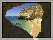 Plaża, Portugalia, Łódki, Algarve