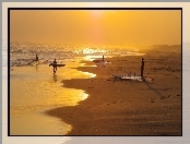 Plaża, Windsurfing, Zachód, Słońca