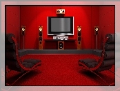 Audio-Video, Pokój, Czerwony, Kino, Domowe