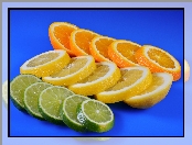 Pomarańcza, Plasterki, Cytrusy, Cytryna, Limonka