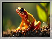 Pomarańczowa, Żaba, Siedząca