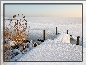 Śnieg, Jezioro, Pomost, Zamarznięte