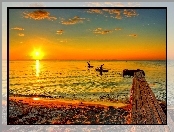 Pomost, Morze, Kajaki, Plaża