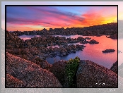 Prescott, Arizona, Wschód słońca, Stany Zjednoczone, Jezioro, Watson Lake, Skały