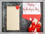 Happy Valentines Day, Notes, Napis, Walentynki, Kartka, Prezent