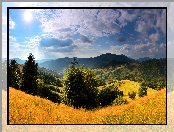 Promienie Słońca, Ukraina, Jesień, Góry, Karpaty