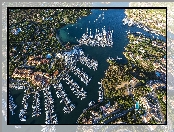 Porto Cervo, Sardynia, Port jachtowy, Włochy, Przystań, Z lotu ptaka, Marina