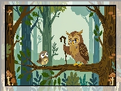 Gałąź, Drzewa, Sowa, Ptak