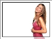 Jennifer Aniston, Różowa, Sukienka, Lewy, Profil