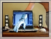 Ręka, 4D, Monitor, Laptop
