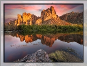Góry, Roślinność, Rzeka, Stany Zjednoczone, Salt River, Odbicie, Goldfield Mountains, Arizona