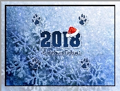 Nowy Rok, Łapy, Śnieżynki, 2018, Czapka, Mikołaja, Ślady