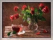 Bukiet, Róż, Herbata