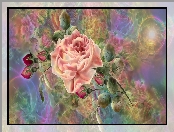 Kwiaty, Pąki, Liście, Róże, Grafika 2D