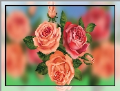Kwiaty, Róże, Grafika, Trzy, 2D
