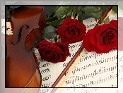 Róże, Skrzypce, Instrument, Muzyczny, Nuty