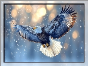 Fruwający, Bielik amerykański, Rozpostarte, Ptak, Skrzydła