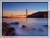 Rzeka, Zachód Słońca, Most Golden Gate