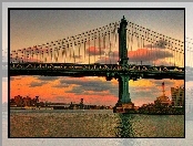 Rzeka, Nowy York, Most, Manhattan